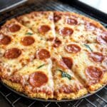 Cauliflower pizza crust recipe keto fresh out of oven