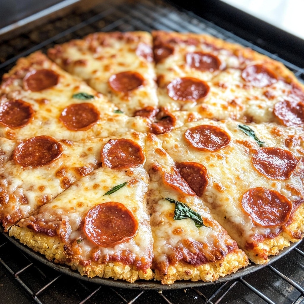 Cauliflower pizza crust recipe keto fresh out of oven