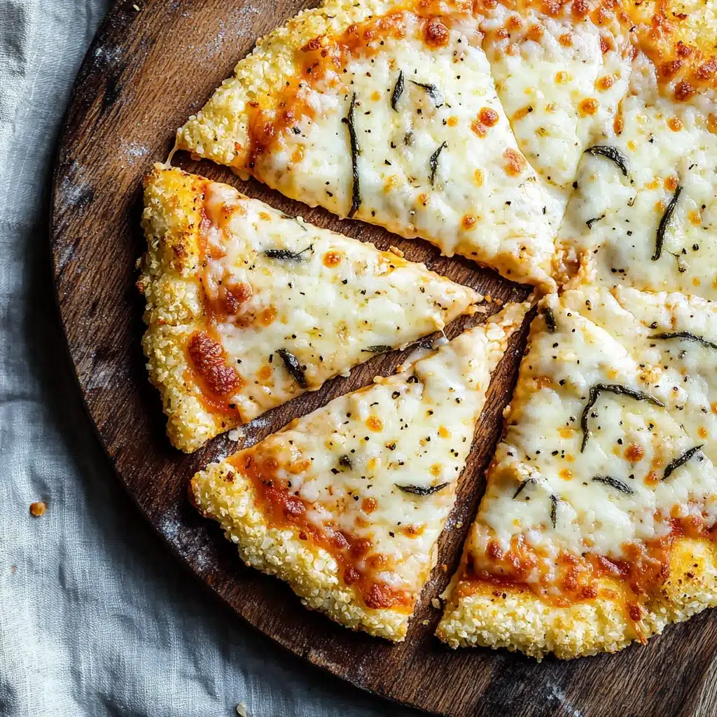 Close-up of crispy cauliflower almond pizza crust