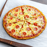 homemade cauliflower pizza crust fresh from the oven
