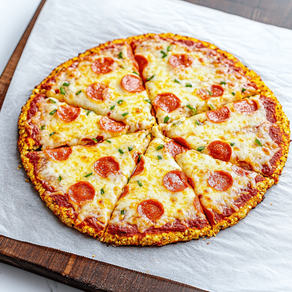 homemade cauliflower pizza crust fresh from the oven