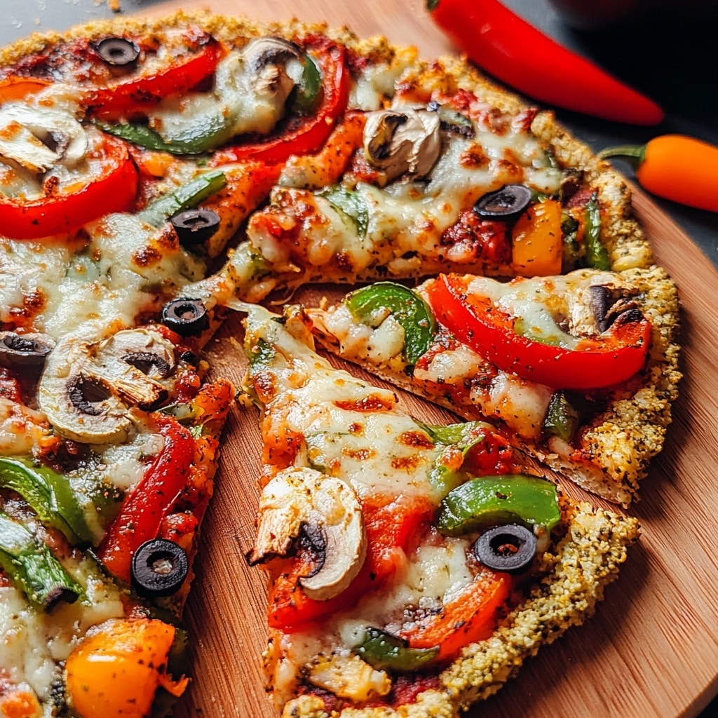 vegan cauliflower pizza crust recipe close-up